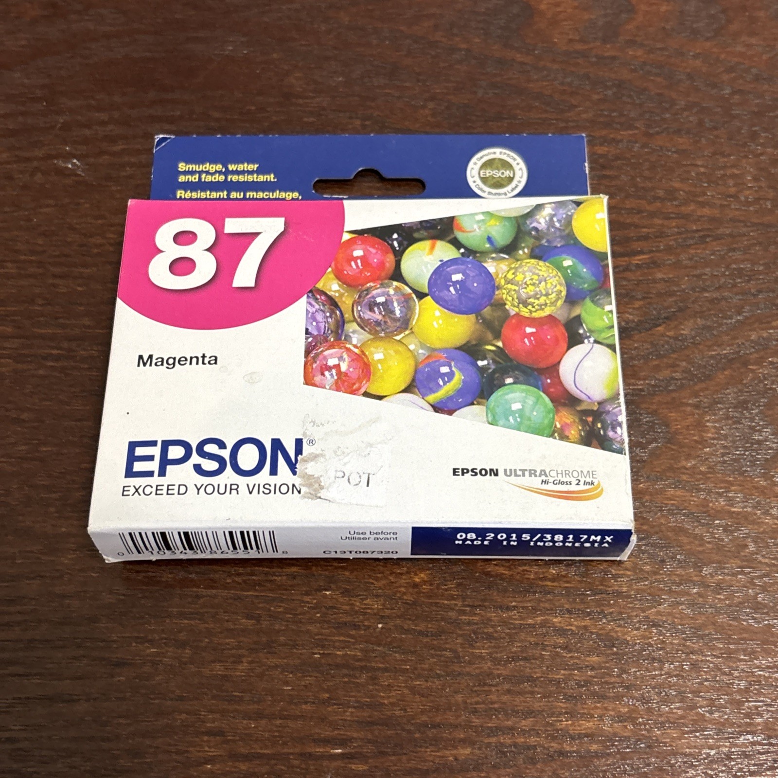Epson 87 Magenta Ink Cartridge C13T087320 Exp 08/2015 Sealed OEM