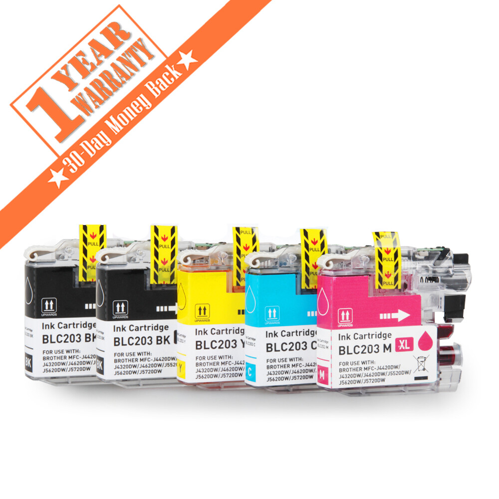 5PK LC203 203XL LC201 Ink Cartridge For Brother MFC-J460DW MFC-J480DW MFC-J485DW