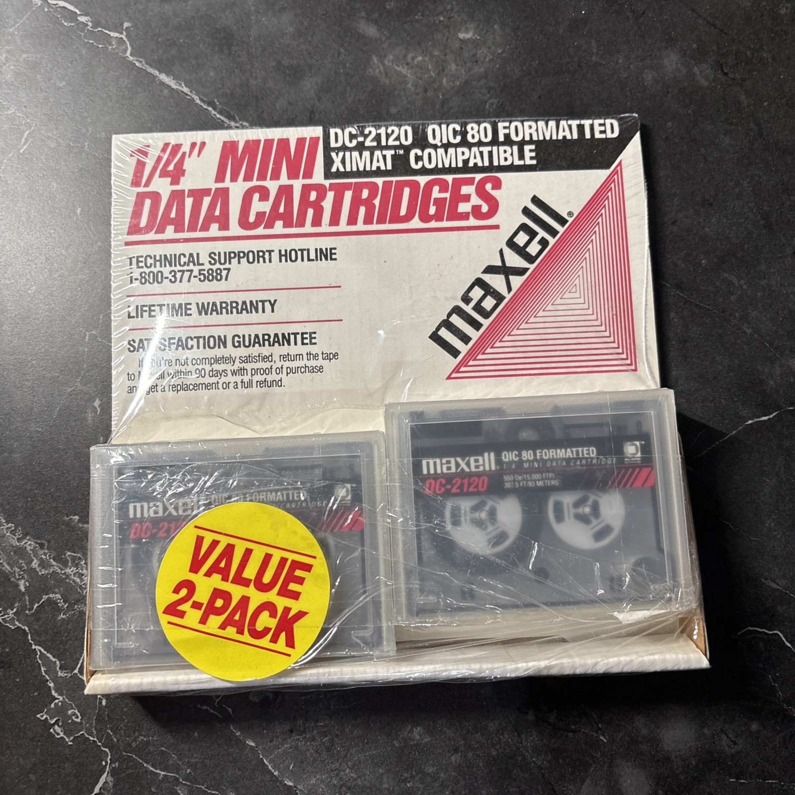 NOS Maxell DC-2120 1/4” 2-Pack Mini Data Cartridge Tapes QIC 80 Formatted✅NEW✅