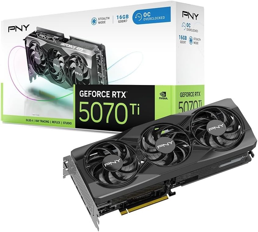 PNY NVIDIA GeForce RTX™ 5070 Ti OC Triple Fan Graphics Card 16GB GDDR7 256-bit™