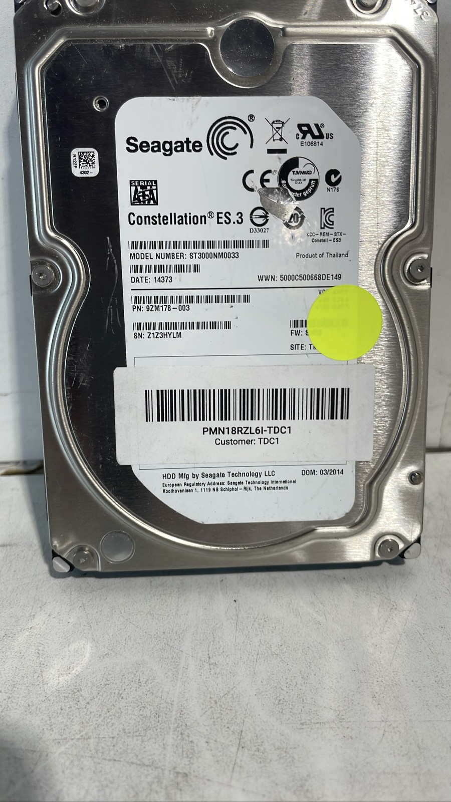 Seagate Constellation ES.3 ST3000NM0033 3TB SATA 6Gb/s 3.5" Hard Drive Unit