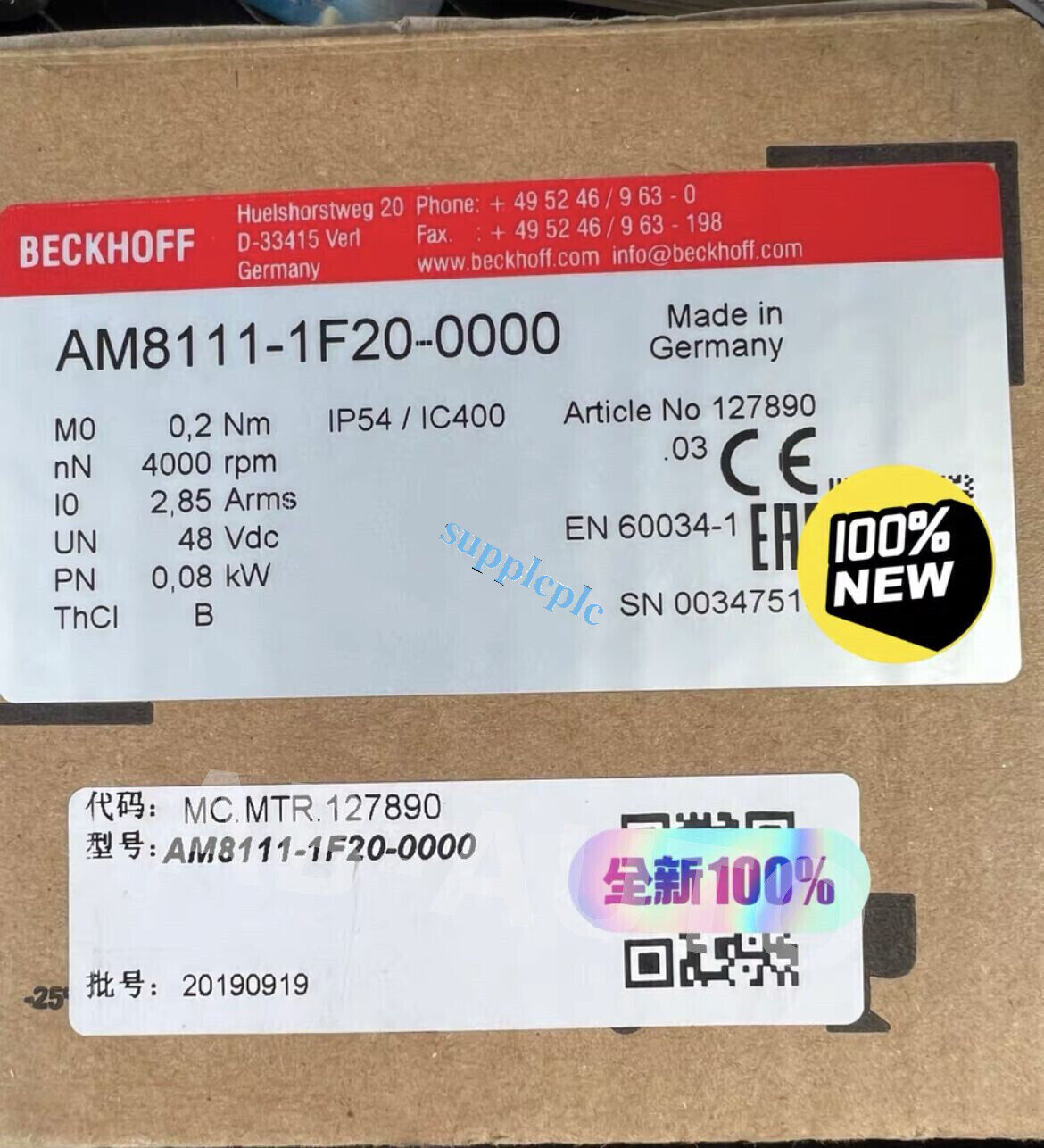 AM8111-1F20-0000 BECKHOFF Servo Motor Fast shipping#DHL or FedEx
