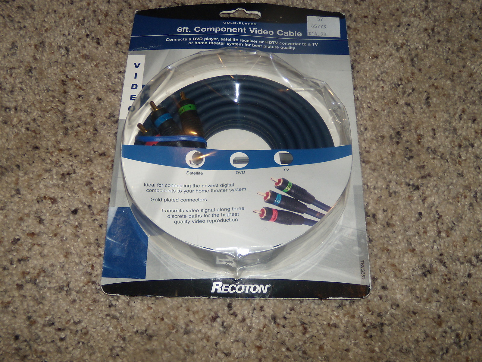 6ft. Component Video Cable gold plated (Satellite, DVD TV) New and Sealed