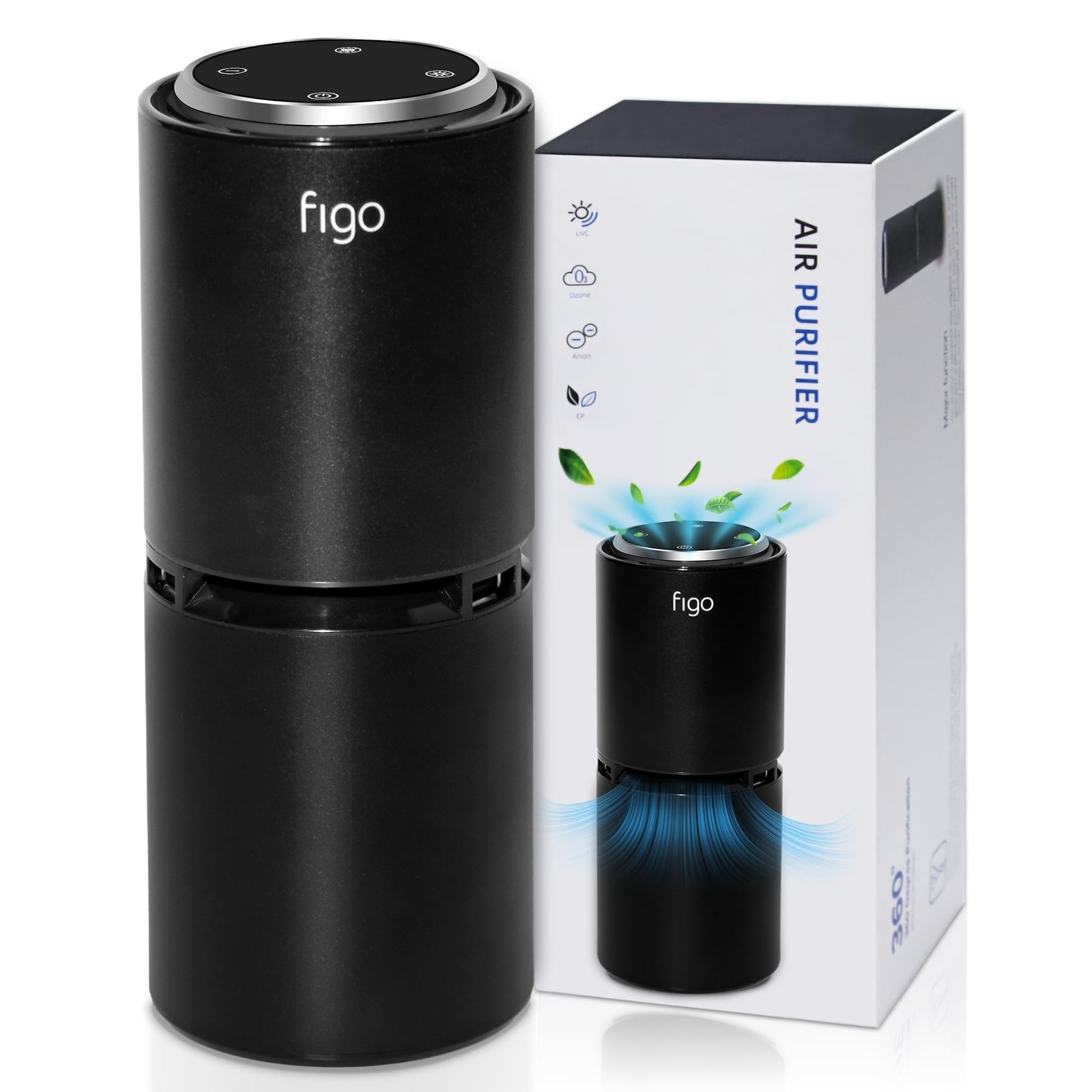 Figo 8th Gen Ionic Air Purifier, Filter-Free Compact Air Cleaner for Home & C...