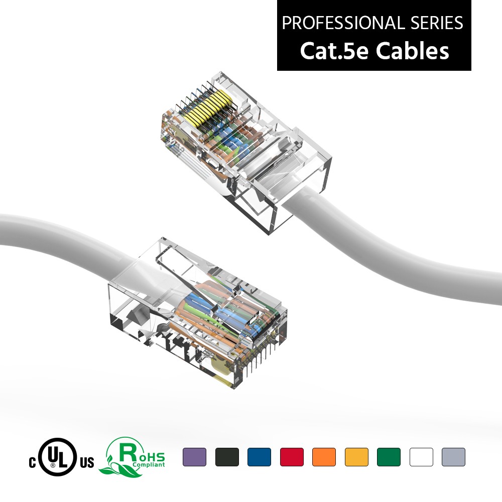 2Ft CAT5E UTP Ethernet Network Non Booted Cable White