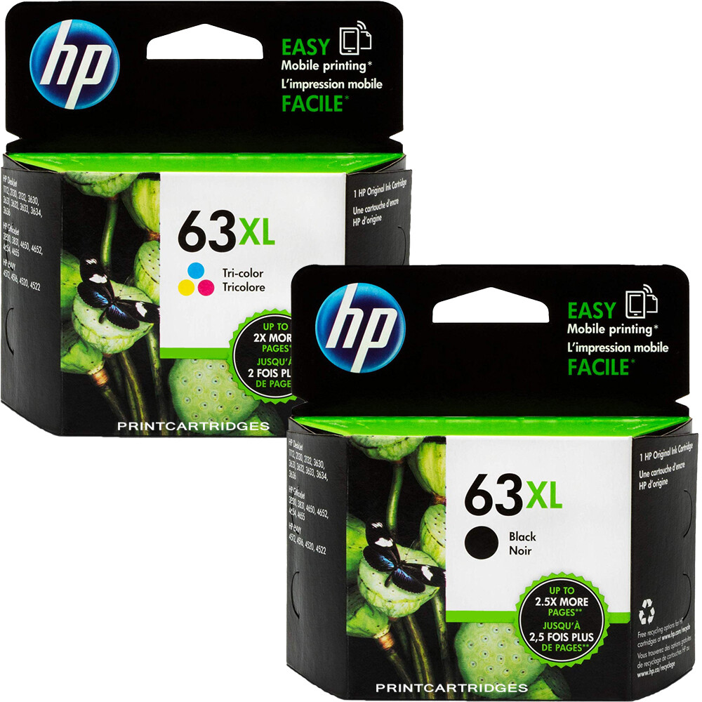 HP 63XL Black & 63XL Color Genuine Ink Cartridges Combo