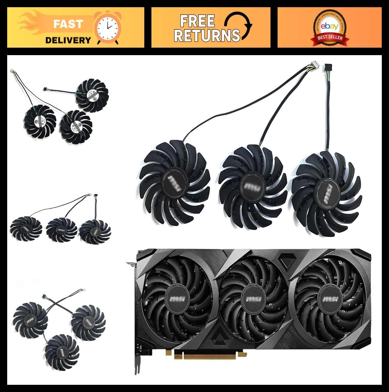 85mm 4-Pin Graphics Card Fan for RTX 3060 Ti 3070 3080 3090 - High Performance C