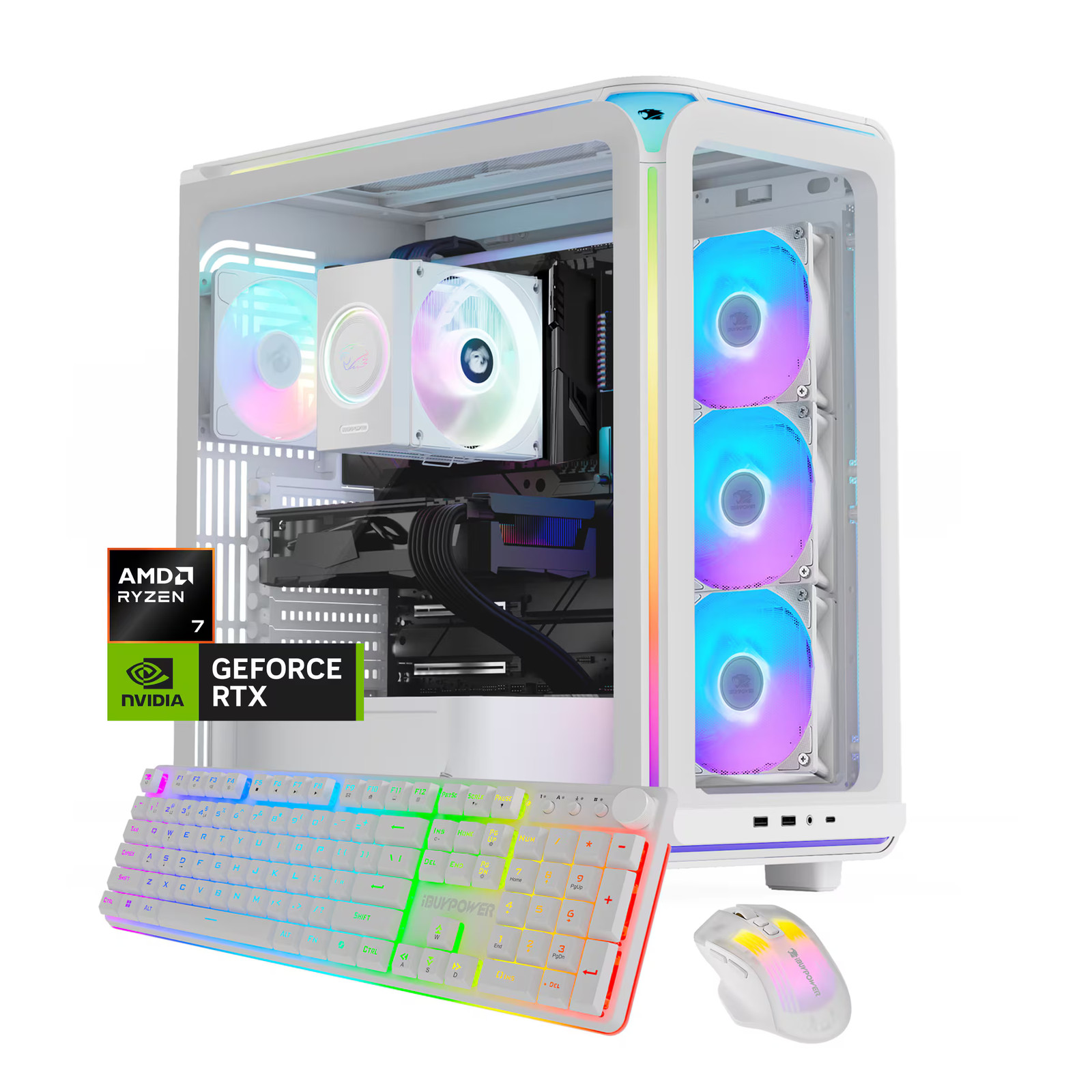 iBUYPOWER - Element Gaming Desktop PC AMD Ryzen 7 8700F 2024 NVIDIA GeForce R...