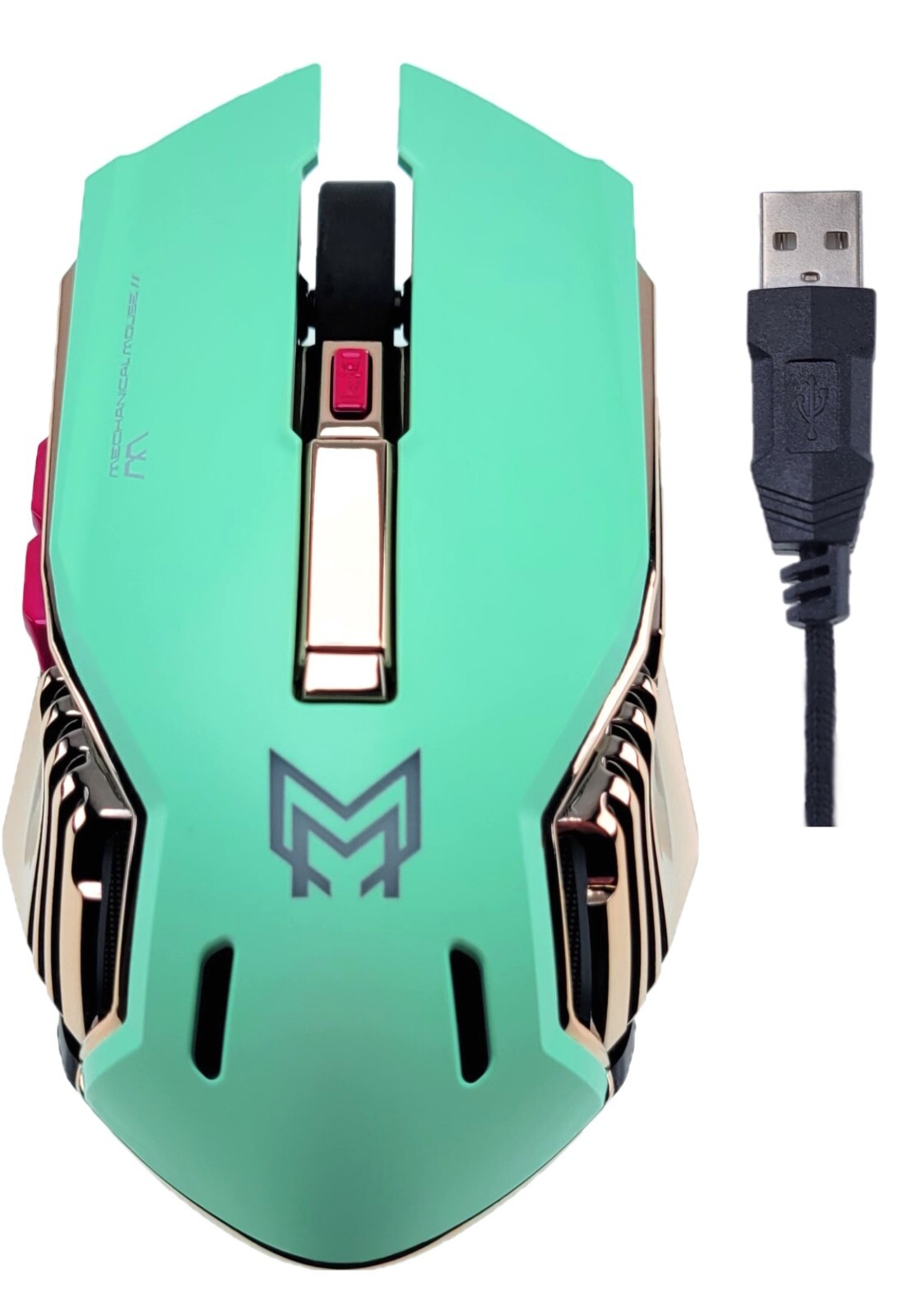 Gaming Mouse Mechanical GM88A Wired RGB Flowing Backlit light - Light Mint