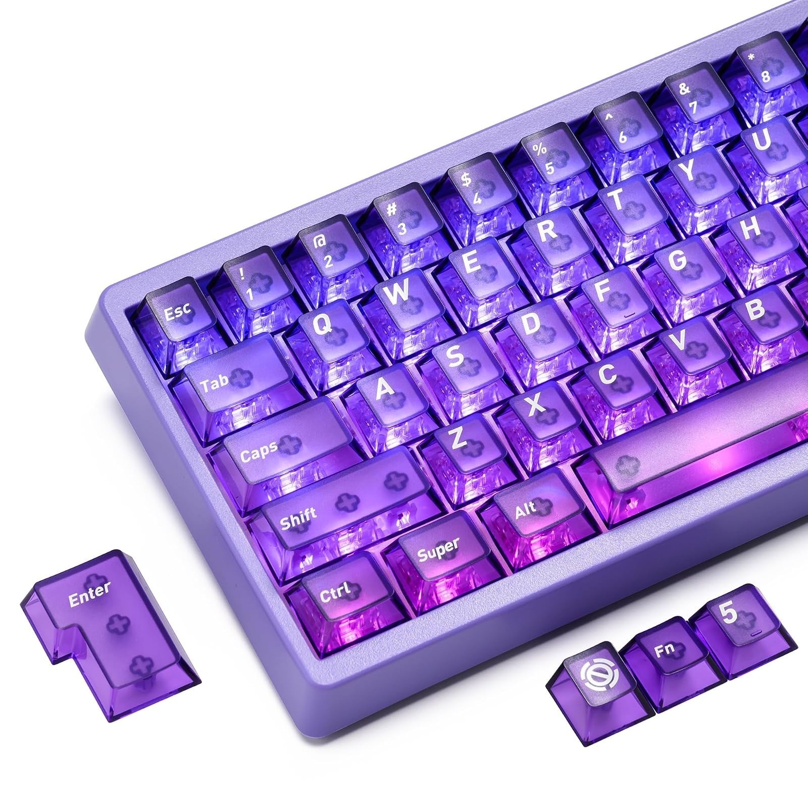 XVX Transparent Keycaps 119 Keys Cherry Profile Shine Through PC Keycap Set