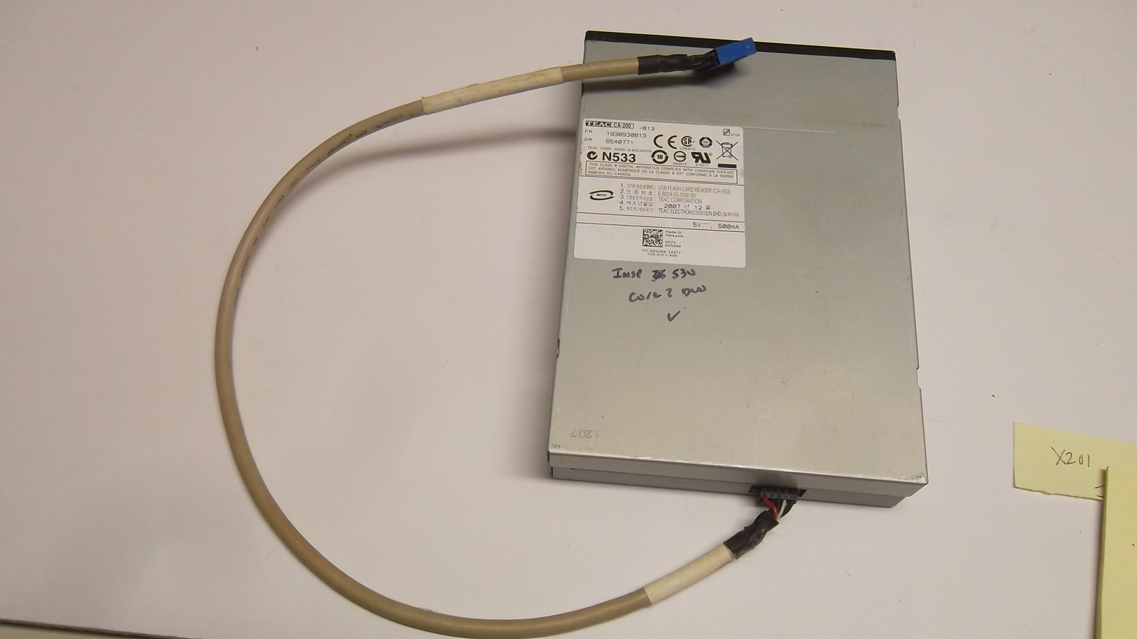 Used Teac ca-200 Internal 3.5" card reader NT424 harness for dell Insp 530 32714
