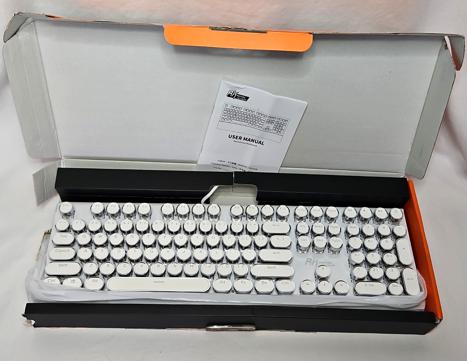 RK Royal Kludge S108 Wire Mechanical Keyboard Backlit QWERTY White Silver