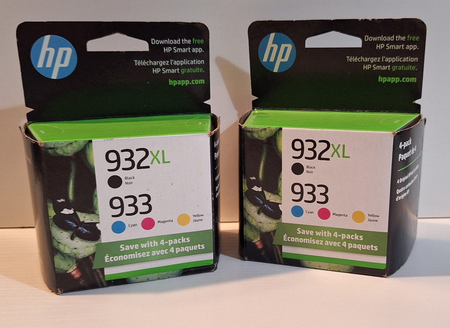 TWO [2x] HP 932XL 933 Printer Ink Cartridges Combo Pack Black Color OEM NEW