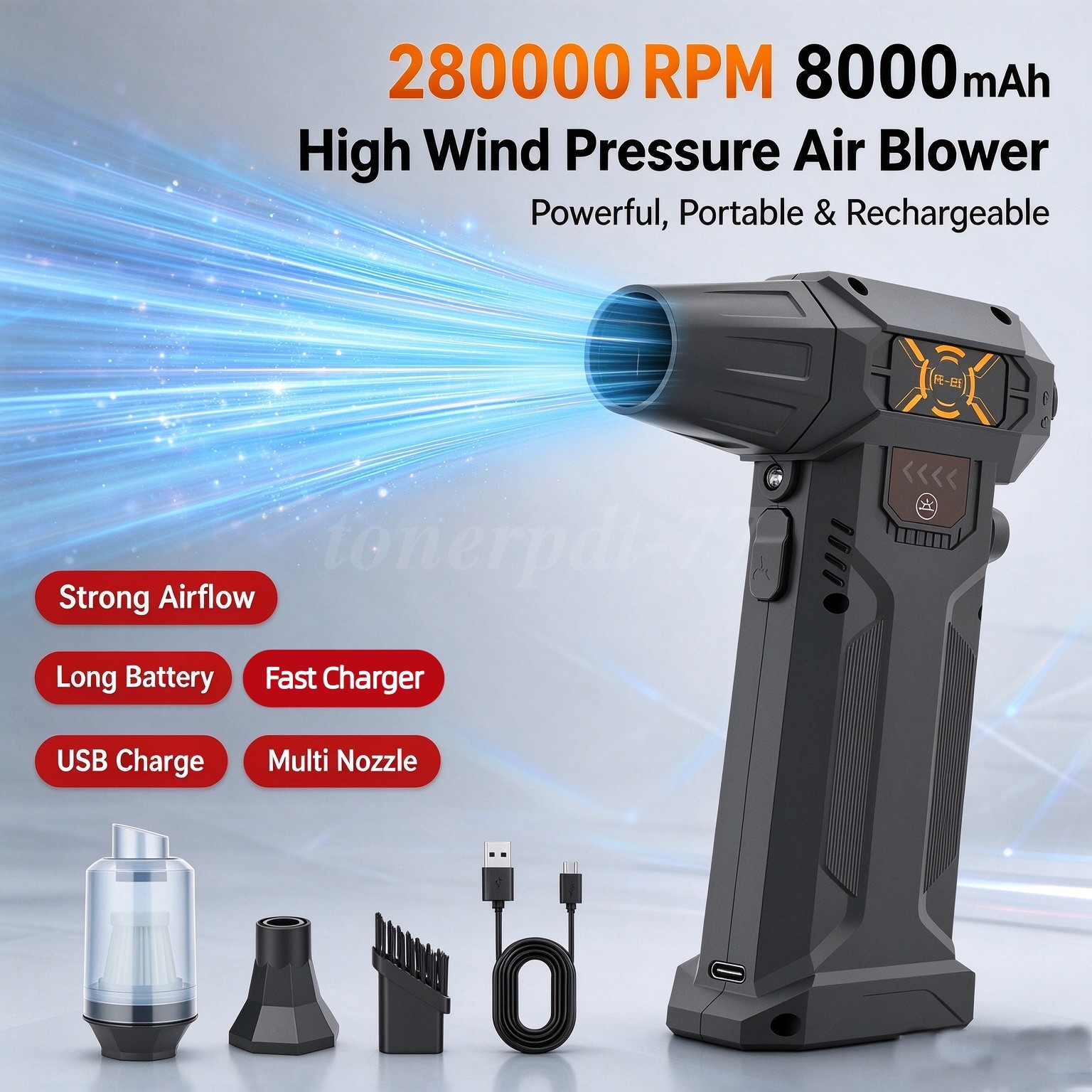Electric Compressed Air Duster 2in1 Blowing & Suction 280,000RPM Vacuum Cleaner