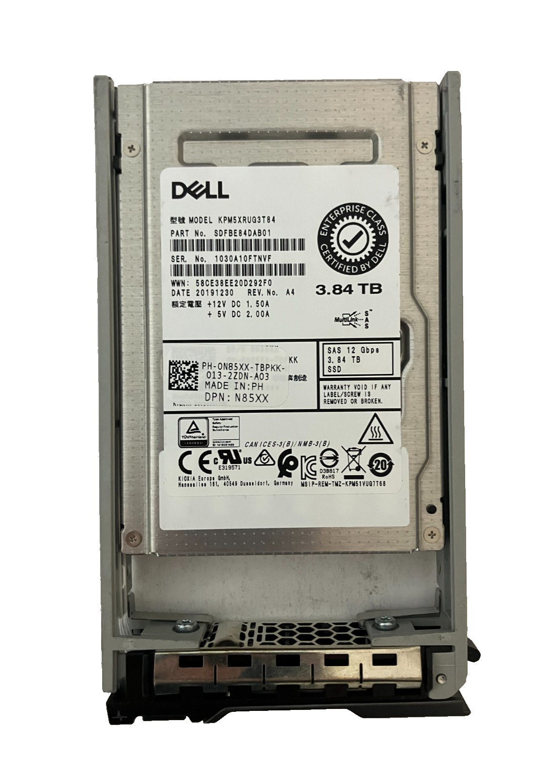 DELL KPM5XRUG3T84 SSD 3.84TB SAS 12Gb/s 2.5" 0N85XX 512 b/s