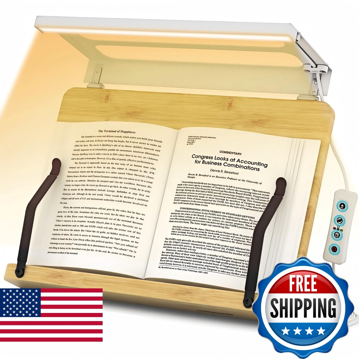 Boyanda Book Stand Adjustable Foldable LED Light Anti-Blue Light Anti-Glare