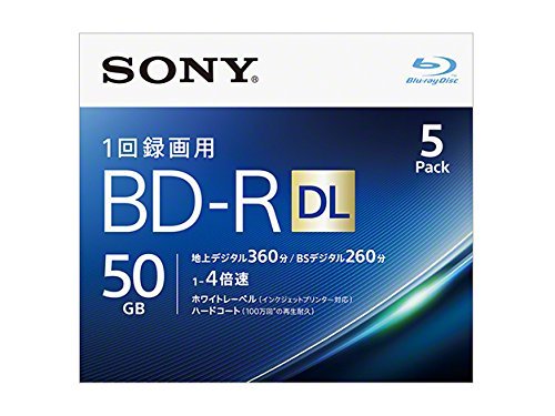 Sony Blu-ray Discs BD-R DL 50GB 4X Speed 3D Blank Media Printable Discs W/T