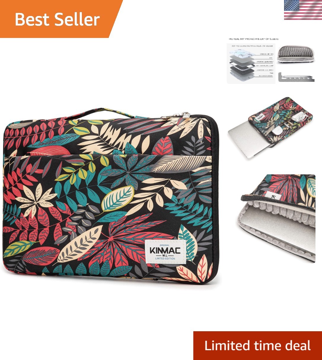 360° Protective Water Resistant Laptop Case Bag Sleeve with Handle for Surfac...