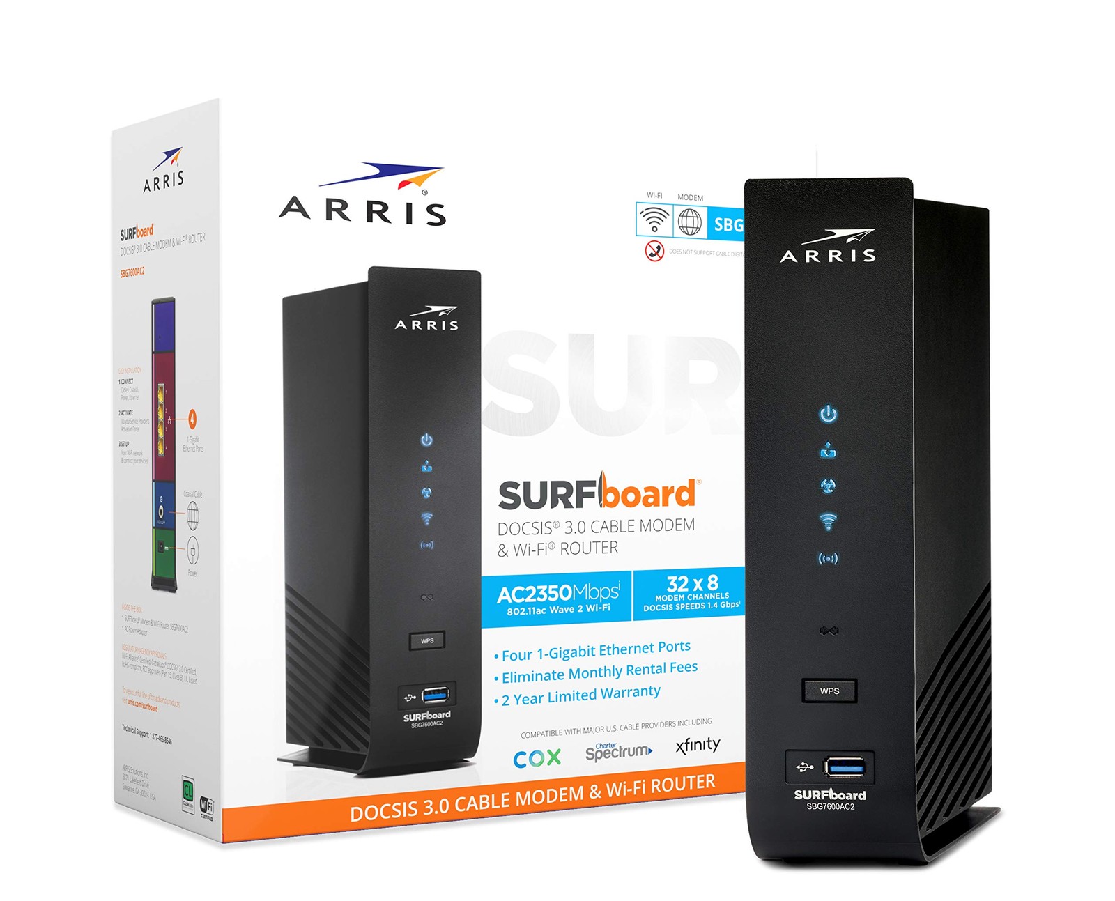 ARRIS (SBG7600AC2) - Cable Modem Router Combo - DOCSIS 3.0 & AC2350 Black