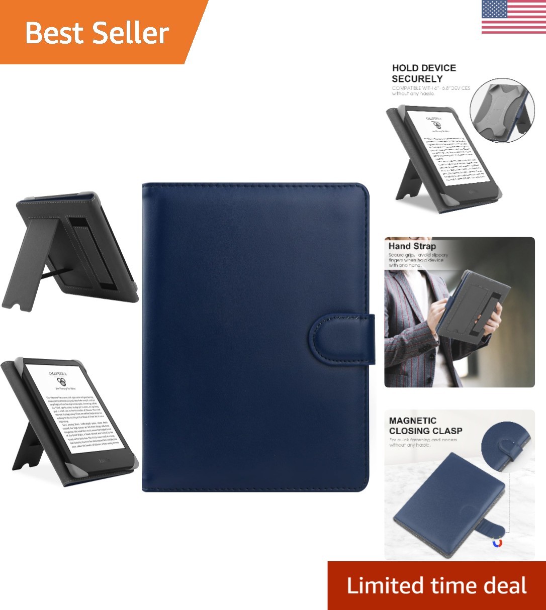 Protective Leather Case with Adjustable Stand - Fits 6-6.8