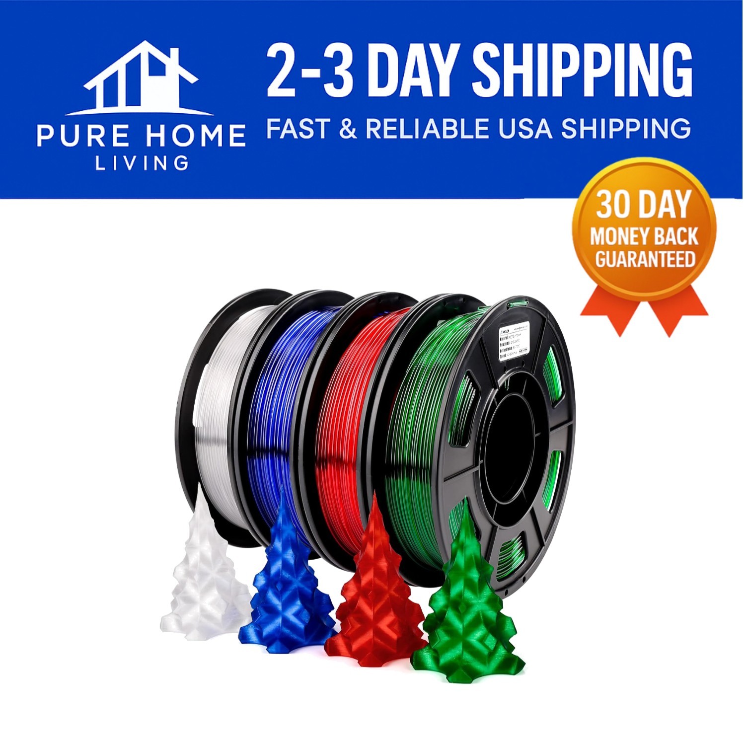 Versatile PETG 3D Printer Filament Set 250g x 4 Spools - Ideal for Creating Art