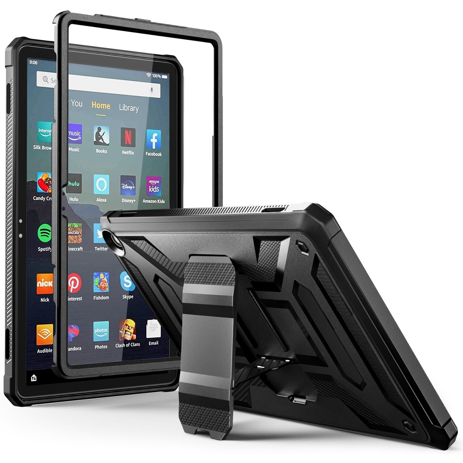 DJ&RPPQ Case for Amazon Fire Max 11 2023 13th Gen Rugged Kickstand Black