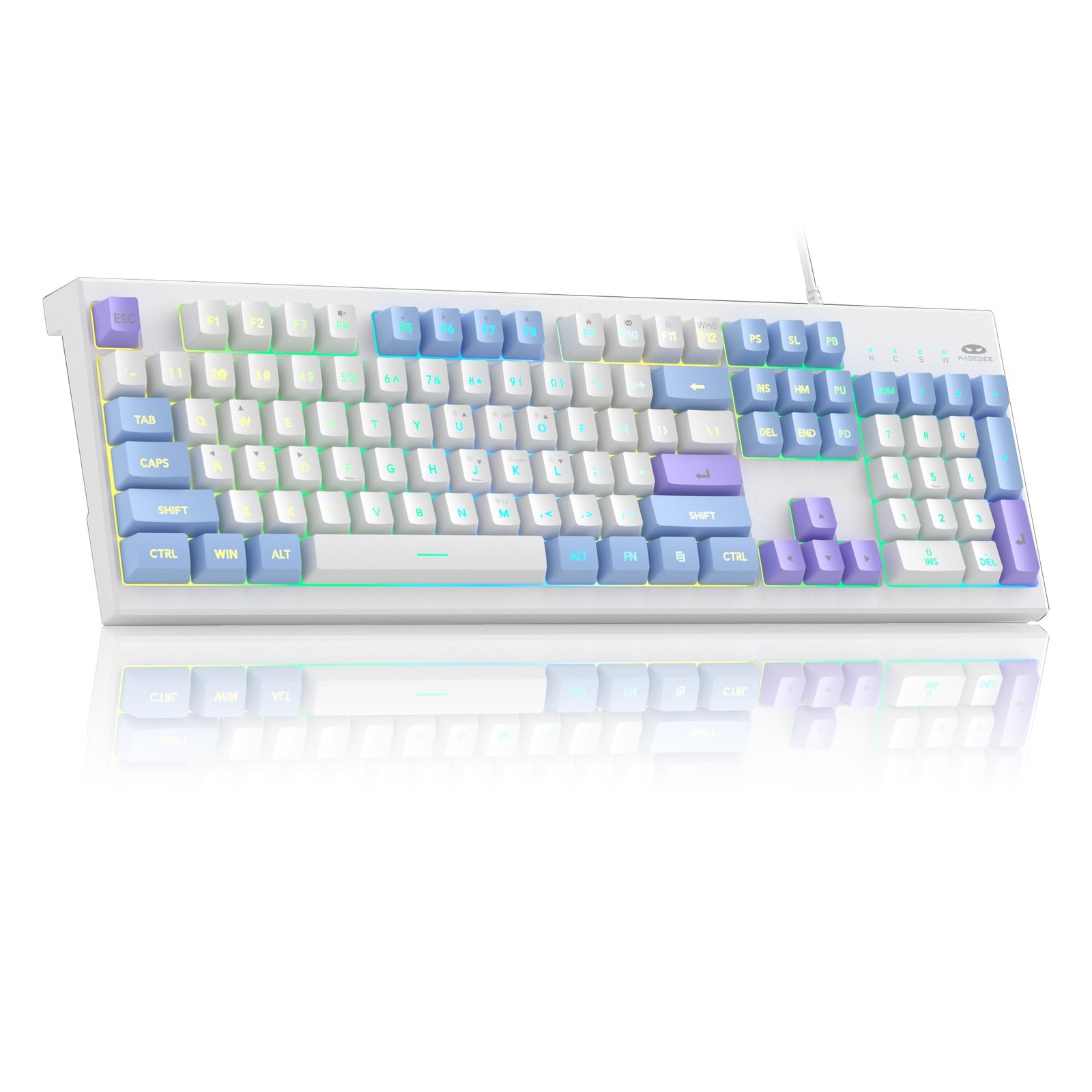 K2 Classic Wired Creamy Keyboard Iris Violet RGB Backlit 104 Keys PC Mac