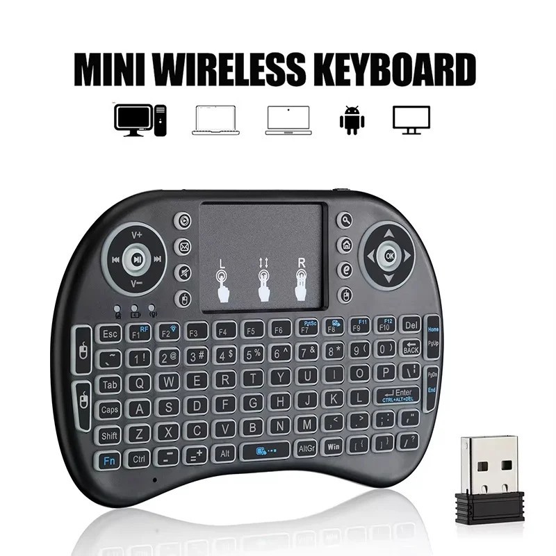 Mini Keyboard i8 2.4G Air Mouse Wireless with Touchpad, Backlit, Rechargeable