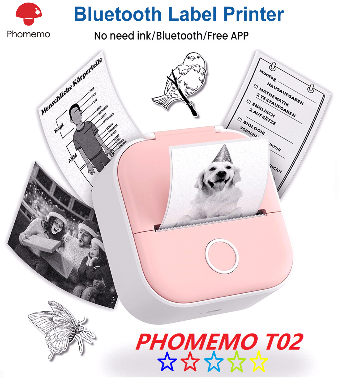 Phomemo T02 Sticker Printer Thermal Print Pods Mini Printer Print Pods Xmas Gift