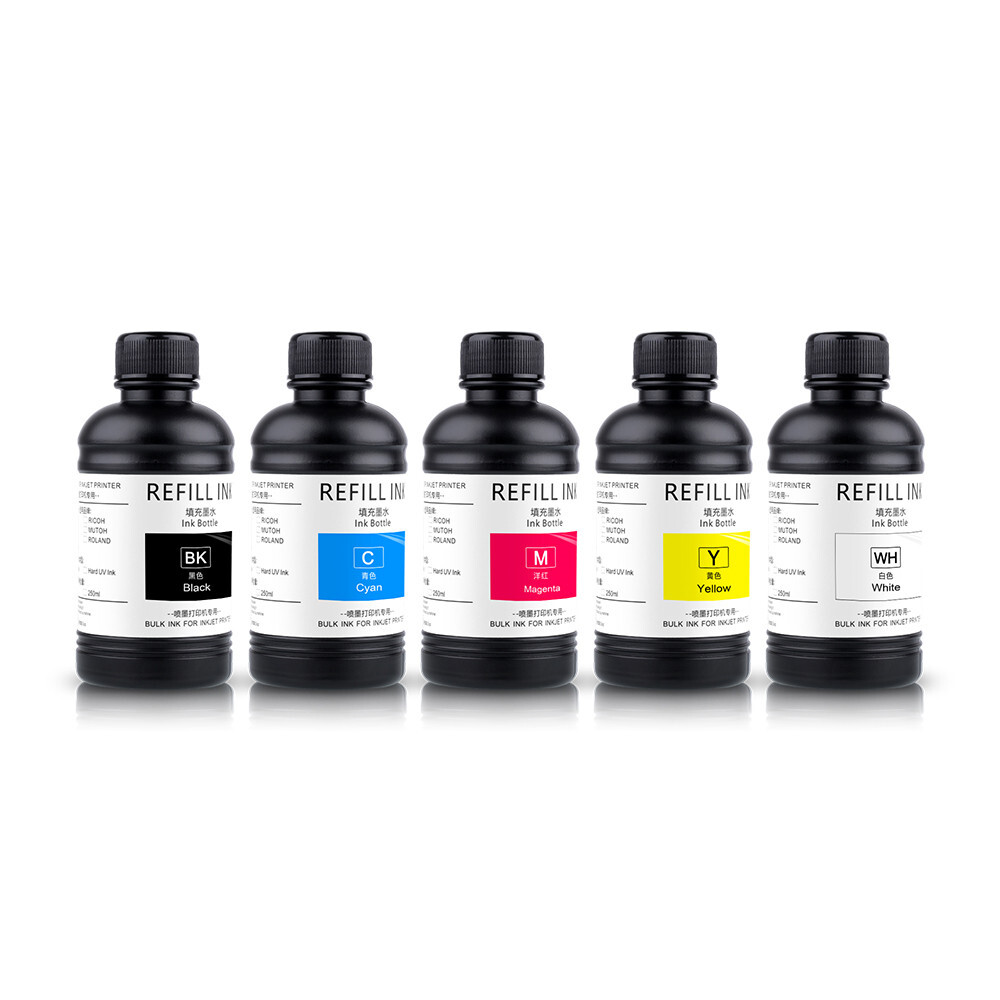 5x250ML/Bottle Hard UV Ink For Epson DX5 DX7 XP600 TX800 Printers