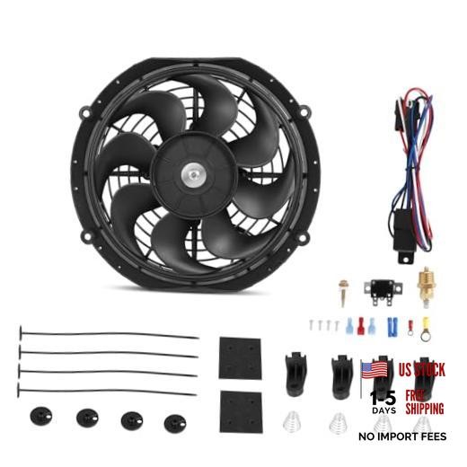 Universal 10-Inch Slim Electric Radiator Cooling Fan Kit – 12V 80W 10 inch
