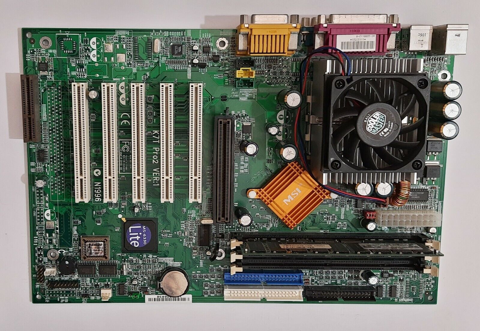 MSI K7T Pro2 MS-6330 Socket A Retro AGP Motherboard + Duron 1000MHz + 256MB RAM