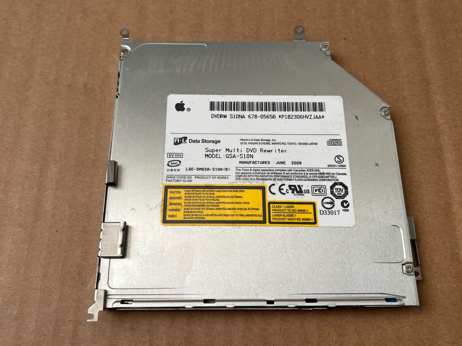 Apple Macbook H-L Data Storage GSA-S10N Super Multi DVD Rewriter Drive 678-0565B