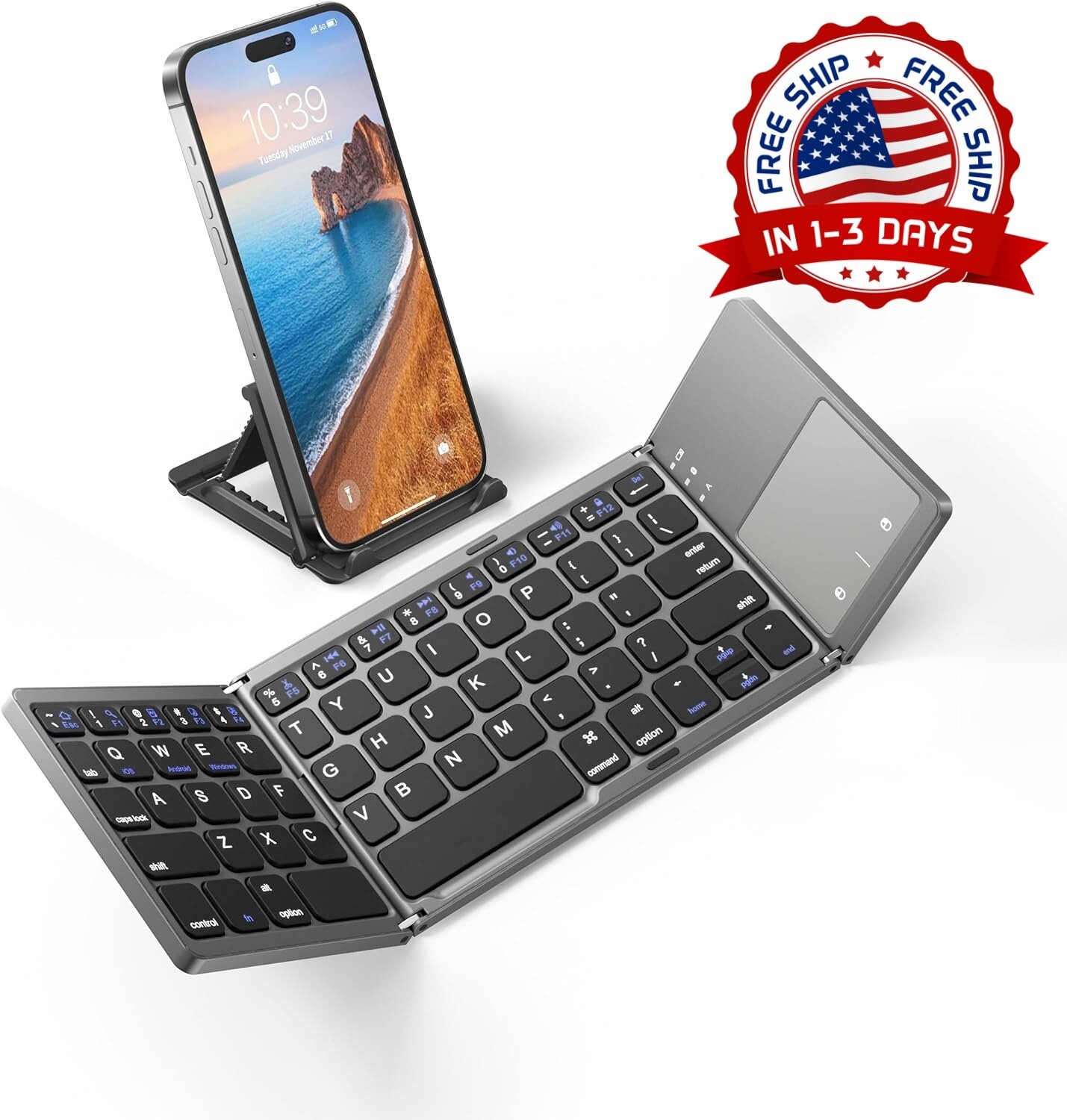 Teclado Bluetooth Plegable,Teclado Inalambrico Plegable para Android Windows iOS