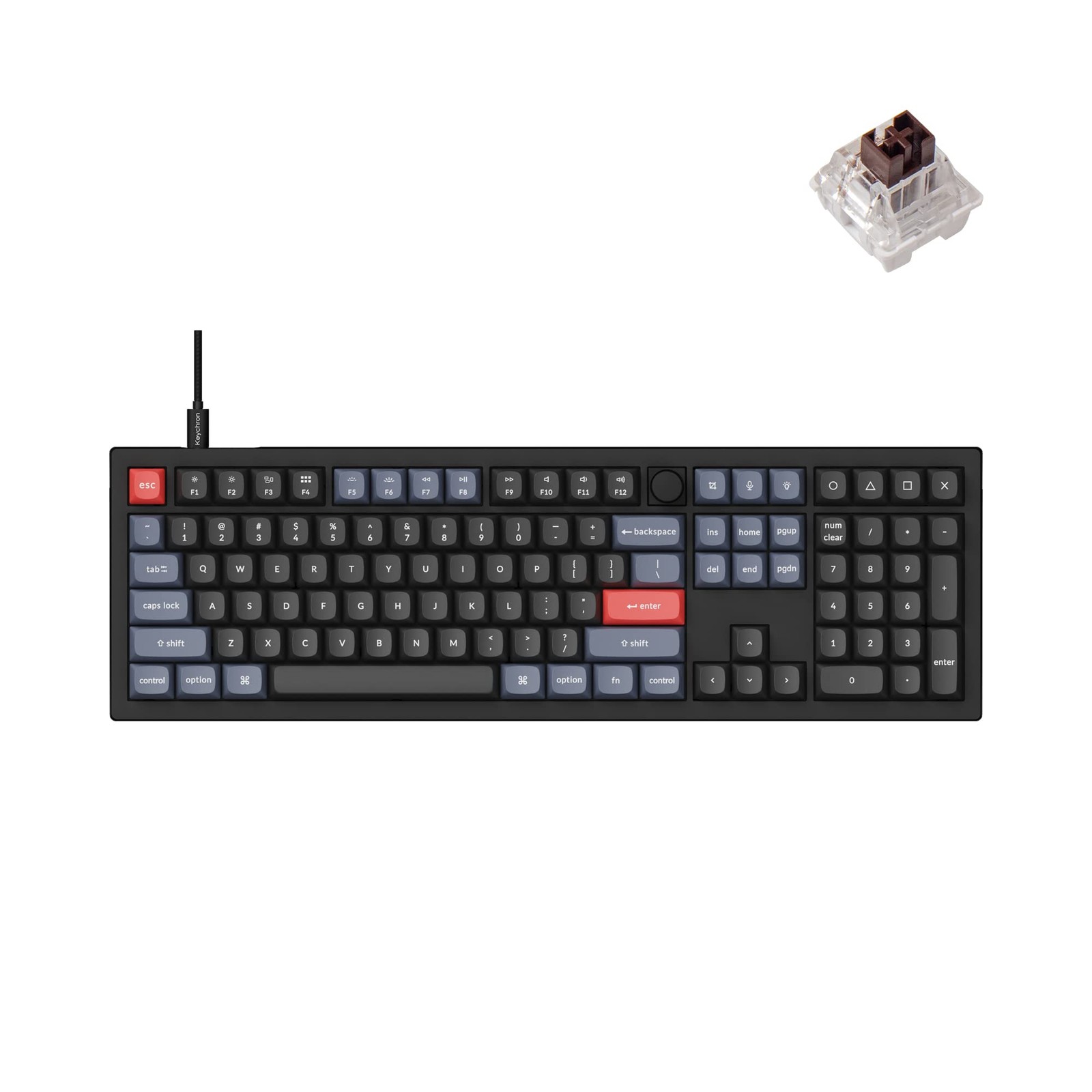 V6 Wired Custom Mechanical Keyboard Knob Version, Full-size Programmable Macro