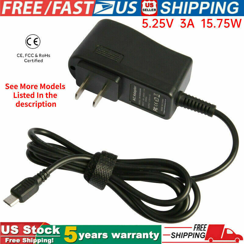5.25V 3A Micro USB Power Adapter Charger for HP Chromebook 11 G1 G2 G3 11-1101