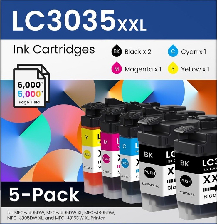 LC3035 XXL Ink Cartridges 5-Pack for Brother MFC-J995DW MFC-J805DW MFC-J815DW