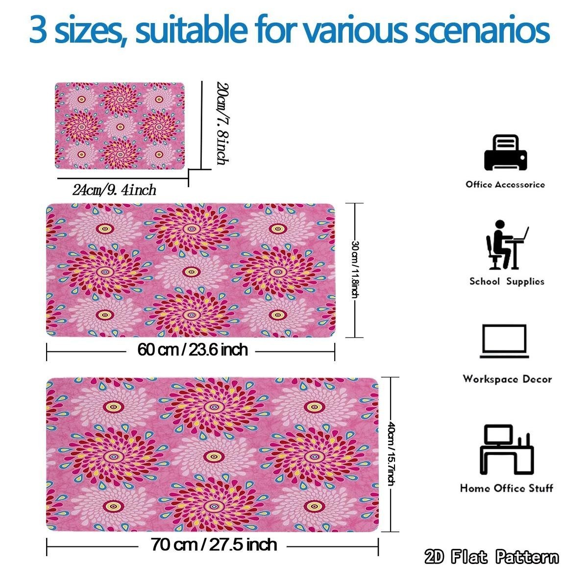 1pc Colorful Floral Sunburst Mouse Pad, Rubber Material, Multiple Specificatio