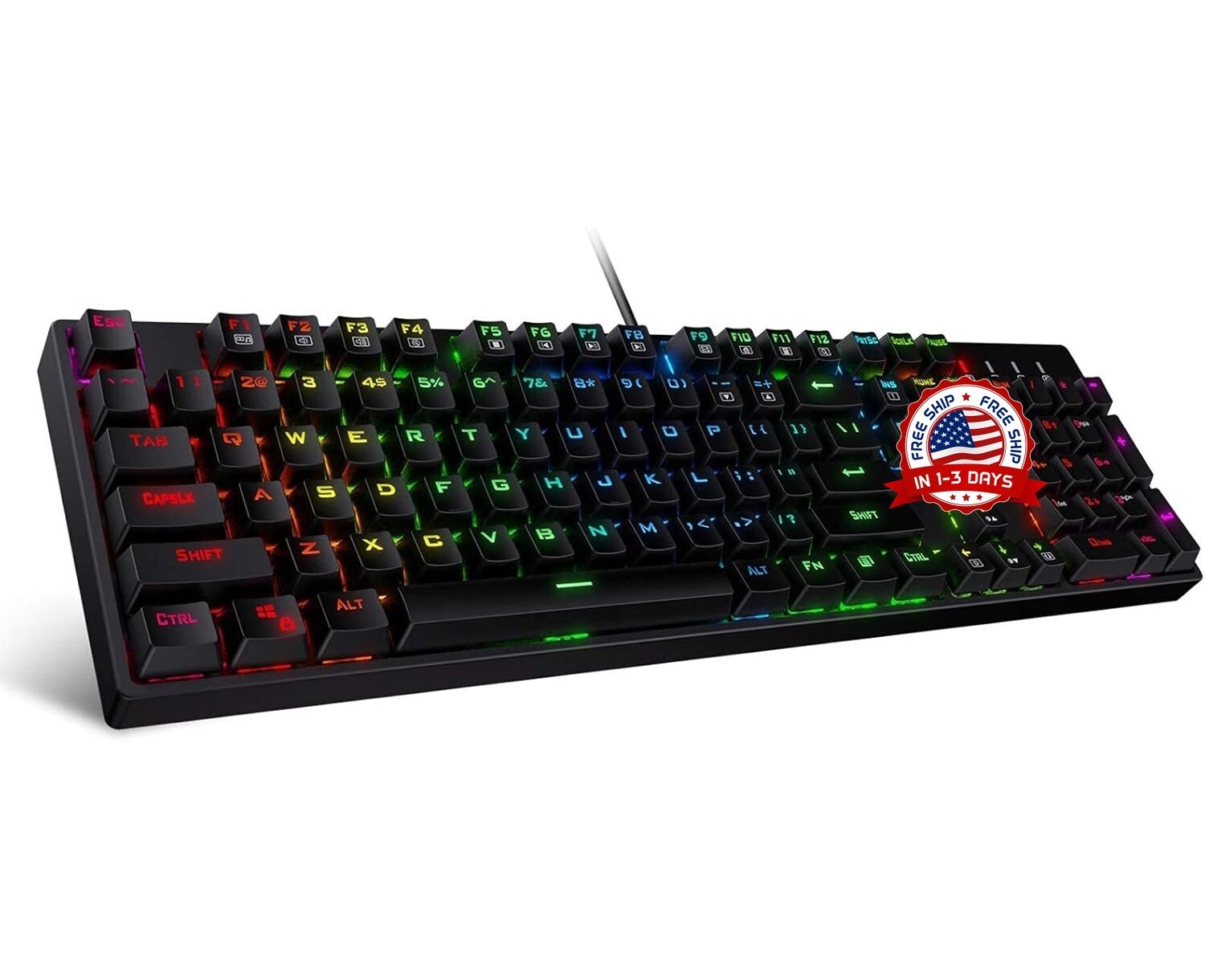Teclado Mecanico Para Juegos 100% Con Interruptor Rojo, Teclado Con Retroilum...