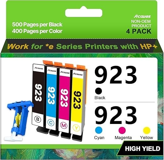 Acaves Compatible Ink Cartridge Replacement for HP 923 Ink Cartridges (Black Cya