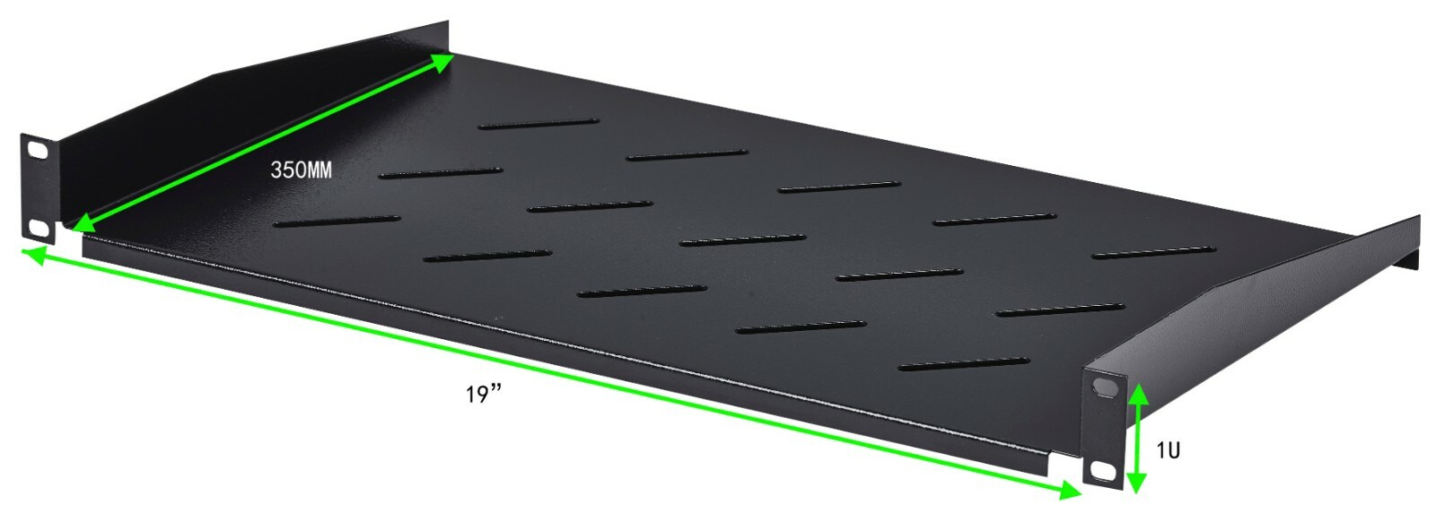 Cantilever Server Shelf Vented Shelves Rack Mount 19" 1U Black 14" (350mm) deep