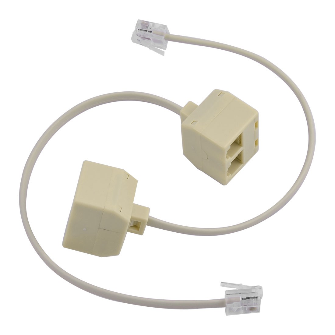 Plastic RJ11 6P4C Double Holes Female Telephone Wire Cable Inline Splitter 2pcs