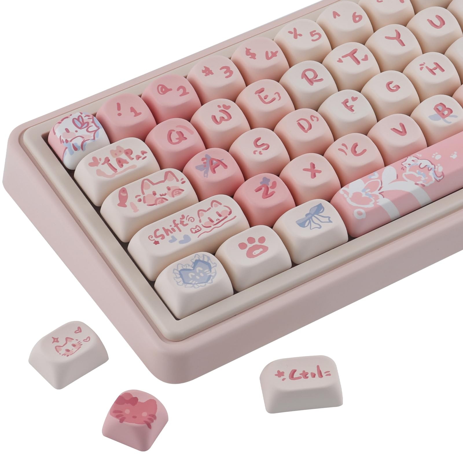 125 PCS PBT Keycaps Rouge Kitten Custom MOA Profile Mechanical Keyboard Set