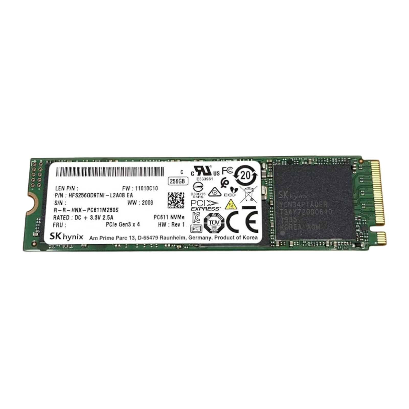256 GB NVMe M.2 80mm SSD, Misc Models and Brands, Tested and Cleaned