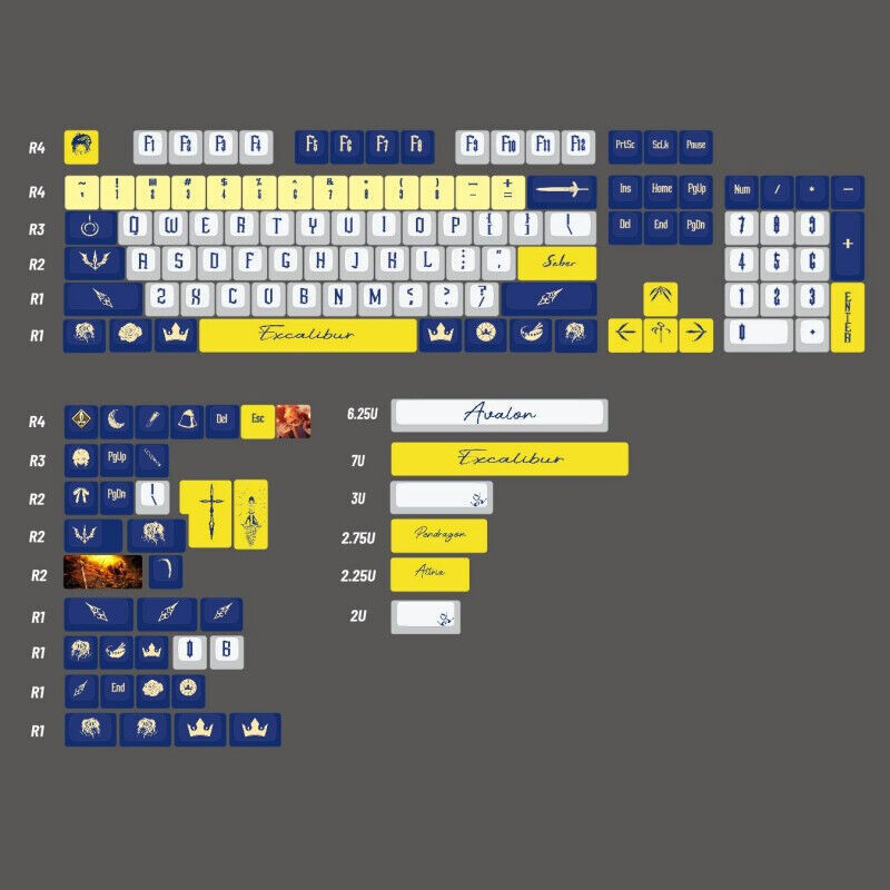 140 Keycaps Fate Grand Order Altria Saber Keycaps KCA PBT For Cherry MX Keyboard