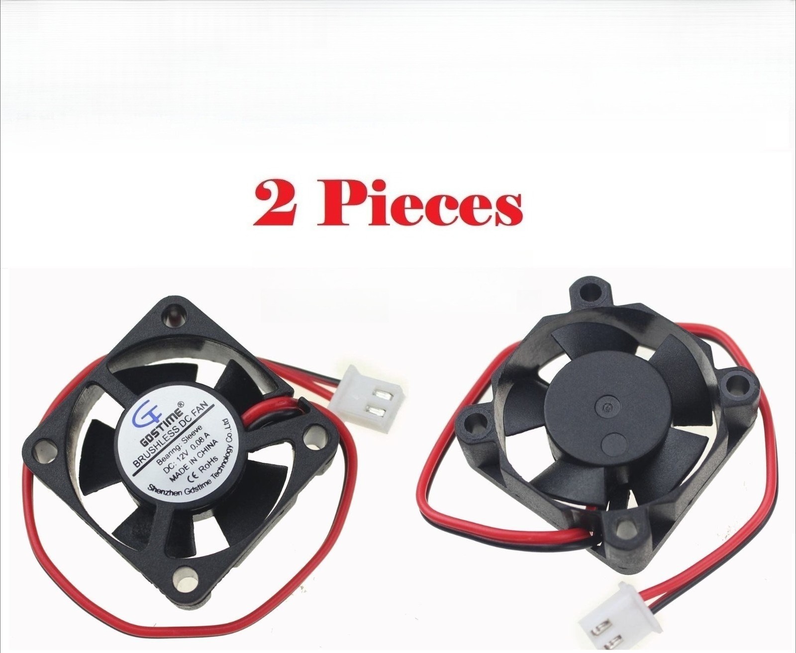 2PCs Gdstime 3010 Computer Brushless DC Cooling Fan 30x30x10mm 12V 0.08A