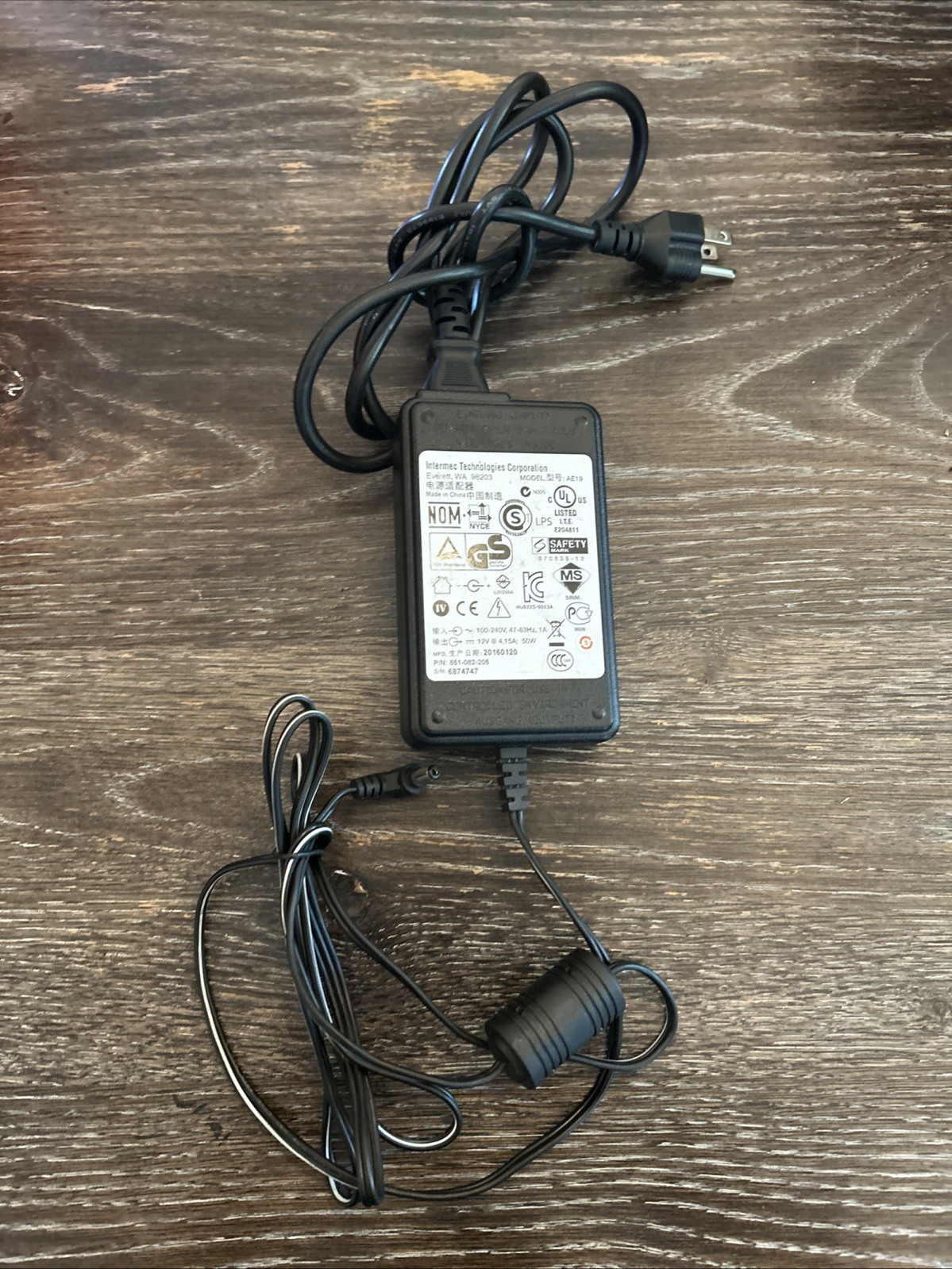 Genuine Intermec 851-082-205 AE19  AC Power Adapter - With Power Cord