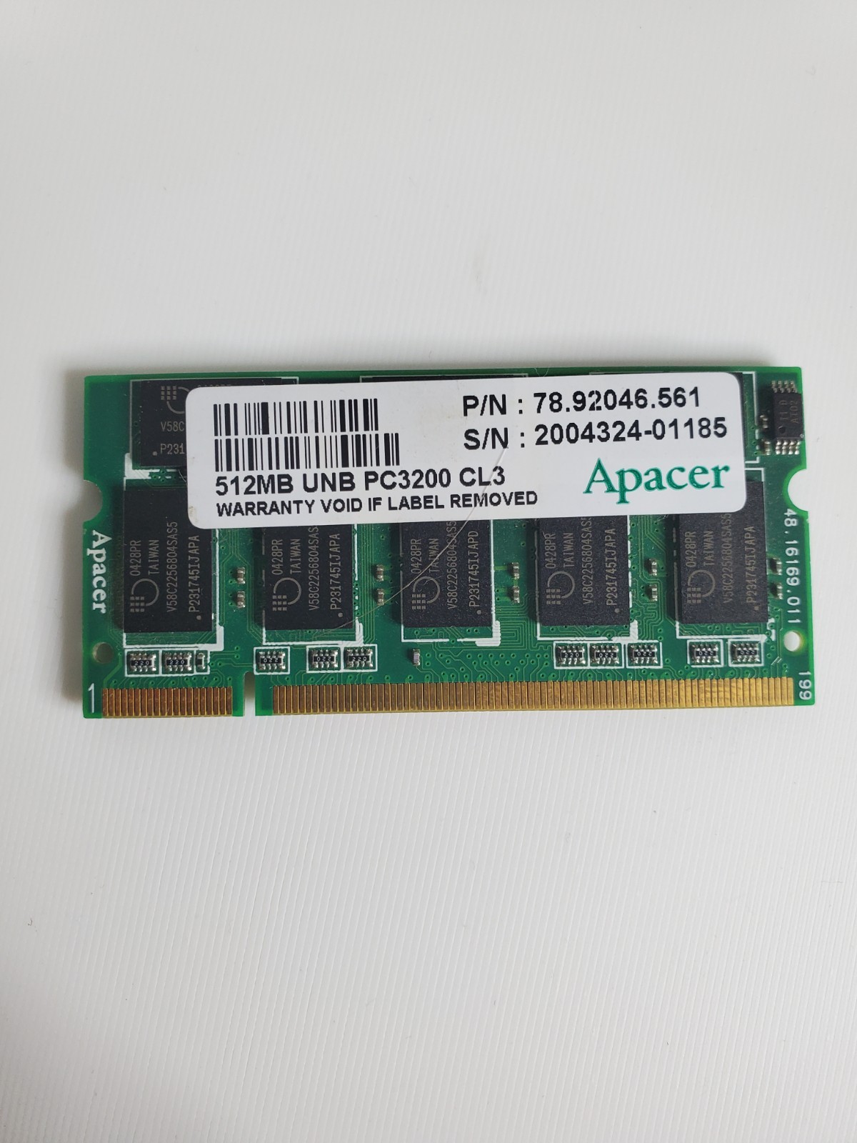 Apacer 512MB DDR1 PC3200 CL3 Desktop Memory 78.92046.561 UNB