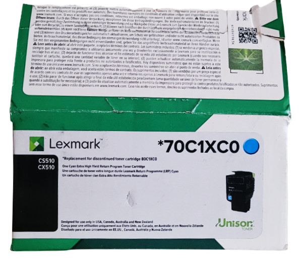 Lexmark 70C1XC0 Cyan Extra High Yield Toner Cartridge New with Open Box