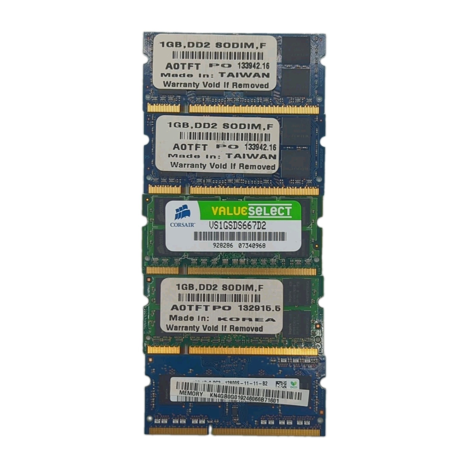 SODIMM RAM Lot Corsair ValueSelect, Generic 1GB DDR2, 4GB DDR3 (Untested)